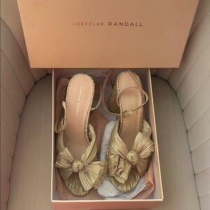 Loeffler Randall Camellia Platinum Pleated Heels